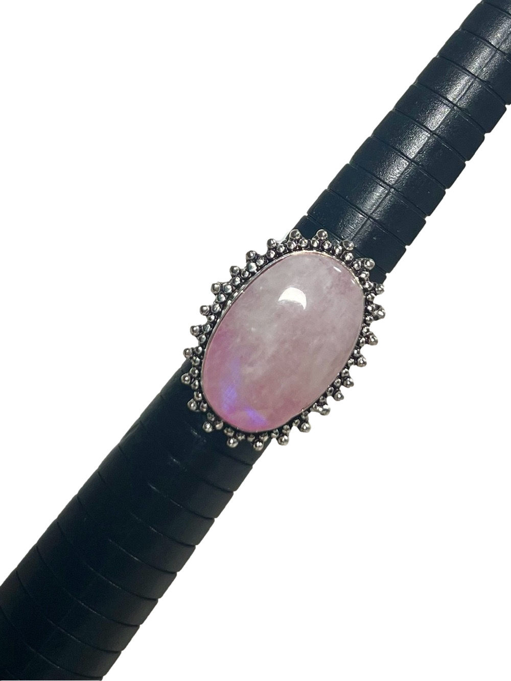Pink Rainbow Moonstone 925 Sterling Silver Overlay Gemstone Ring 7.5 - 7.75